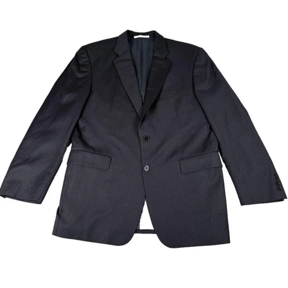 Burberry London Kensington Sport Coat‎ Men's 42R Navy Pinstripe Wool Blazer